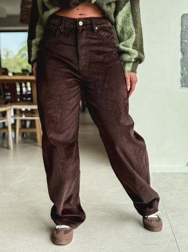 Pantalon en velours Isalina - Chocolat Pantalon en velours Isalina - Chocolat