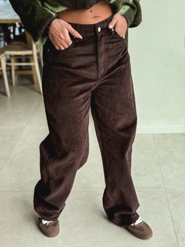 Pantalon en velours Isalina - Chocolat Pantalon en velours Isalina - Chocolat