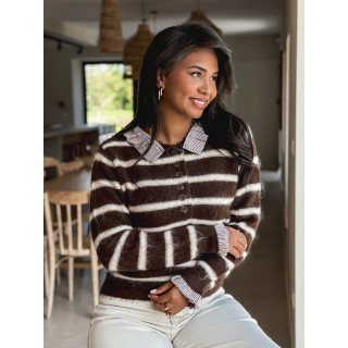 Pull ligné Katia - Chocolat