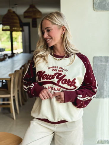 Pull "New York" - Bordeaux