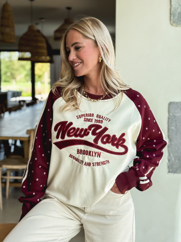 Pull "New York" - Bordeaux