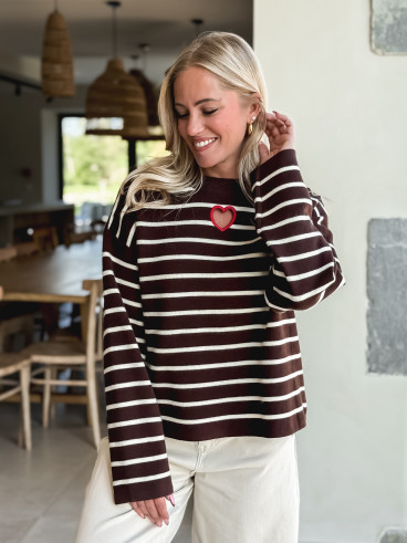 Pull Ligné Paloma - Chocolat