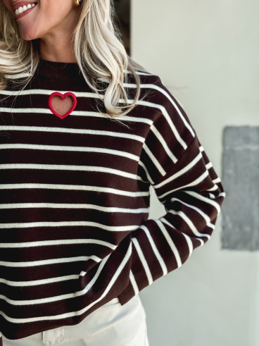 Pull Ligné Paloma - Chocolat