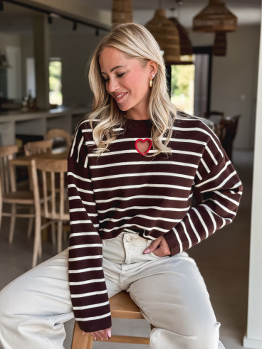 Pull Ligné Paloma - Chocolat