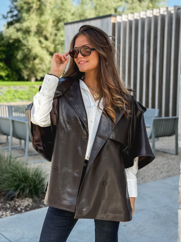 Veste en simili Velyna - Chocolat Veste en simili Velyna - Chocolat