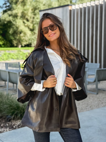 Veste en simili Velyna - Chocolat Veste en simili Velyna - Chocolat