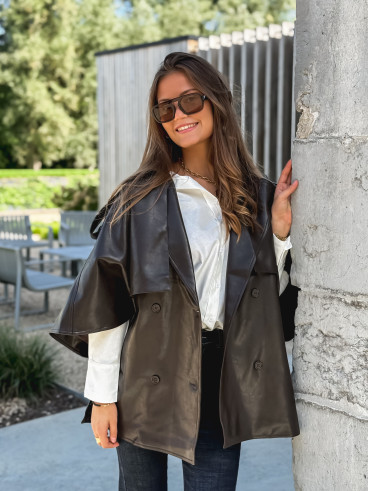 Veste en simili Velyna - Chocolat Veste en simili Velyna - Chocolat