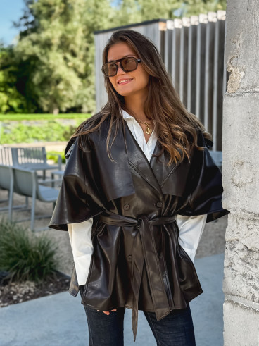 Veste en simili Velyna - Chocolat Veste en simili Velyna - Chocolat