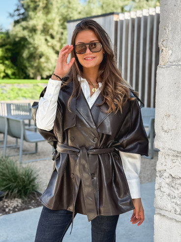 Veste en simili Velyna - Chocolat Veste en simili Velyna - Chocolat