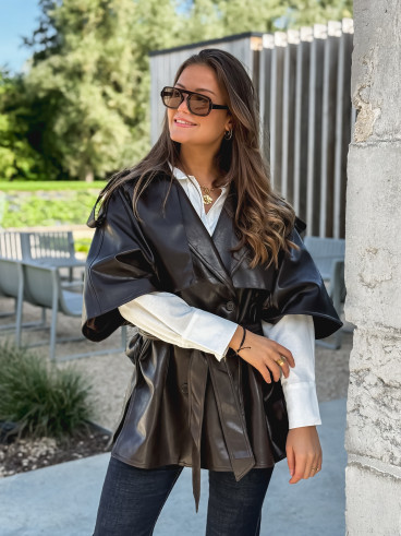 Veste en simili Velyna - Chocolat Veste en simili Velyna - Chocolat