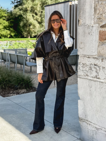 Veste en simili Velyna - Chocolat Veste en simili Velyna - Chocolat
