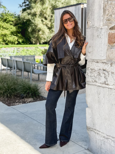 Veste en simili Velyna - Chocolat Veste en simili Velyna - Chocolat