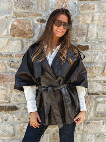 Veste en simili Velyna - Chocolat Veste en simili Velyna - Chocolat