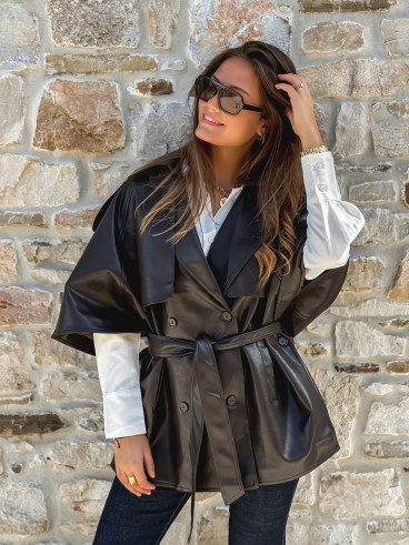 Veste en simili Velyna - Chocolat Veste en simili Velyna - Chocolat