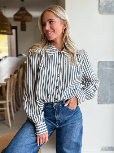 Chemise lignée Dorie - Bleu marine