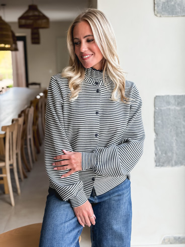 Gilet ligné Hélina - Bleu marine
