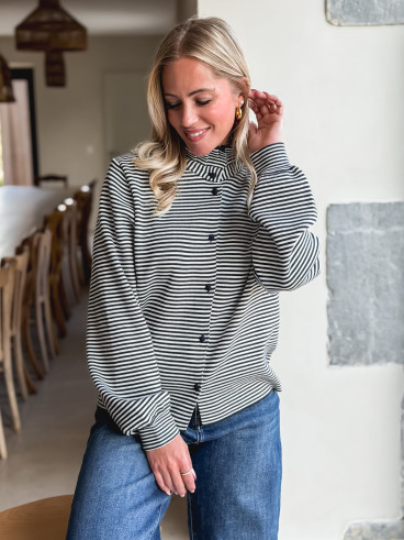 Gilet ligné Hélina - Bleu marine