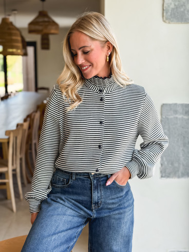 Gilet ligné Hélina - Bleu marine