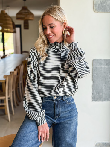 Gilet ligné Hélina - Bleu marine