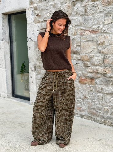 Pantalon à carreaux Vahiné - Kaki