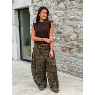 Pantalon à carreaux Vahiné - Kaki