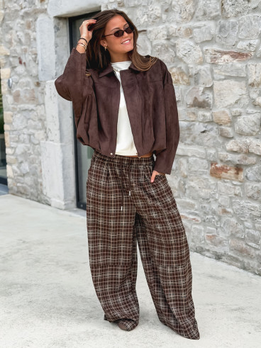 Pantalon à carreaux Vahiné - Marron