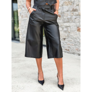 Pantacourt en simili cuir Elowene - Noir