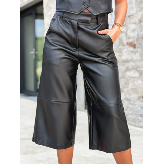 Pantacourt en simili cuir Elowene - Noir