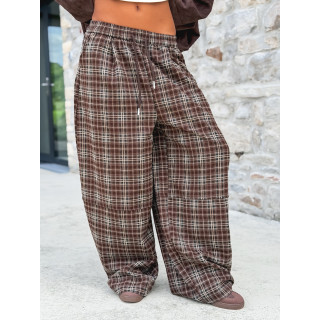 Pantalon à carreaux Vahiné - Marron