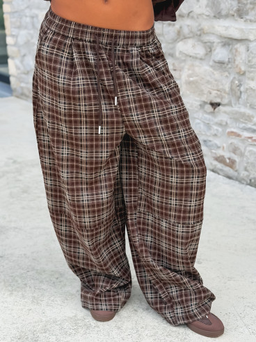 Pantalon à carreaux Vahiné - Marron