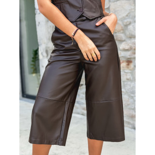 Pantacourt en simili cuir Elowene - Chocolat
