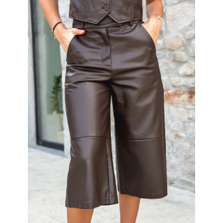 Pantacourt en simili cuir Elowene - Chocolat