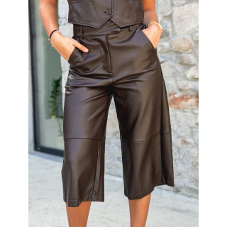 Pantacourt en simili cuir Elowene - Chocolat