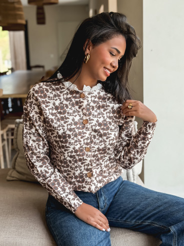 Gilet à motifs Janie - Chocolat