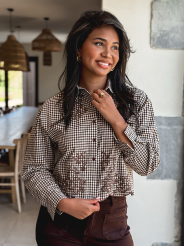 Chemise à carreaux Azalina - Chocolat/Ecru Chemise à carreaux Azalina - Chocolat/Ecru