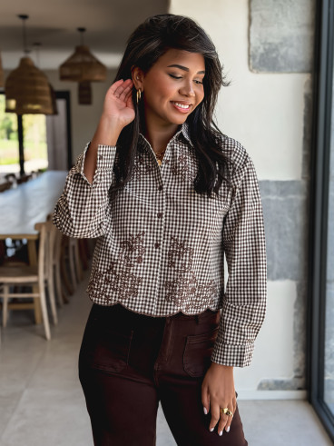 Chemise à carreaux Azalina - Chocolat/Ecru Chemise à carreaux Azalina - Chocolat/Ecru