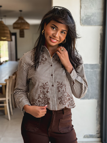 Chemise à carreaux Azalina - Chocolat/Ecru Chemise à carreaux Azalina - Chocolat/Ecru