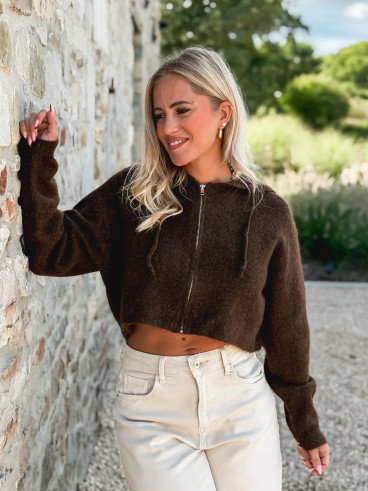 Gilet court Julinne - Chocolat Gilet court Julinne - Chocolat