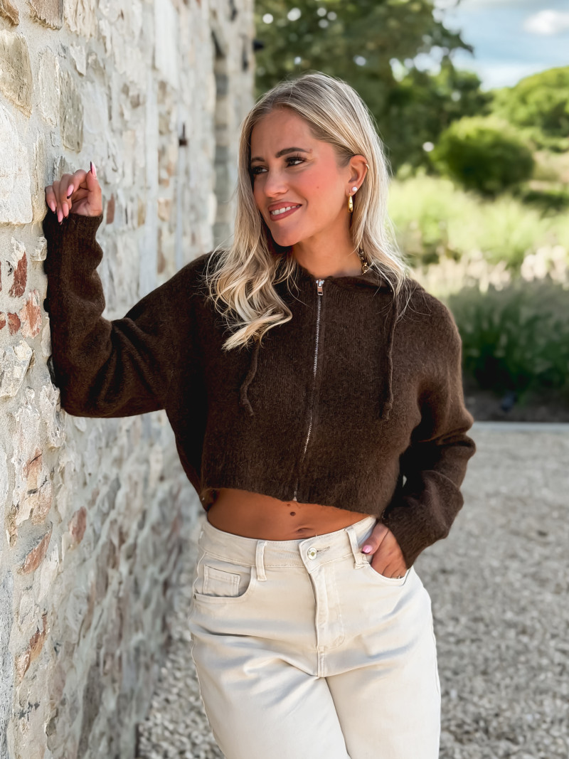 Gilet court Julinne - Chocolat Gilet court Julinne - Chocolat