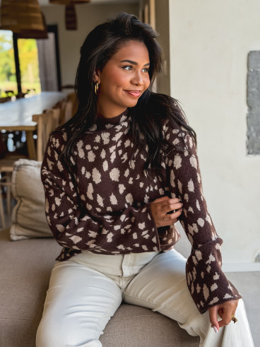 Pull à motifs Tysiana - Chocolat Pull à motifs Tysiana - Chocolat