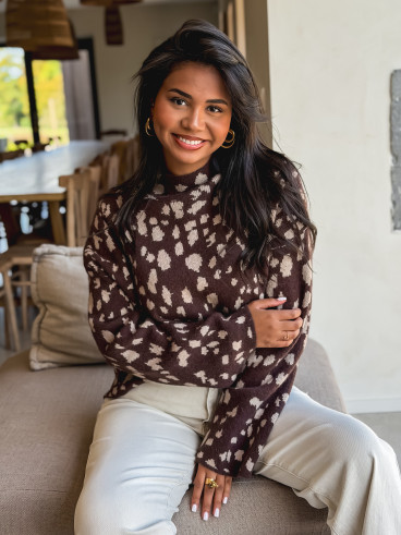 Pull à motifs Tysiana - Chocolat Pull à motifs Tysiana - Chocolat