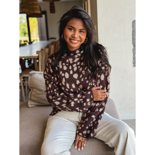 Pull à motifs Tysiana - Chocolat