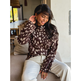 Pull à motifs Tysiana - Chocolat