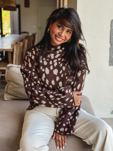 Pull à motifs Tysiana - Chocolat Pull à motifs Tysiana - Chocolat