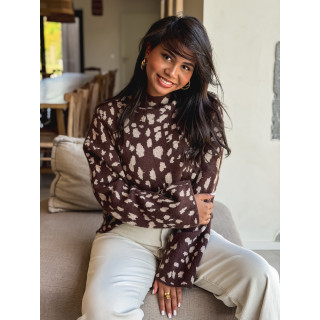 Pull à motifs Tysiana - Chocolat