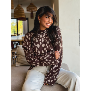 Pull à motifs Tysiana - Chocolat