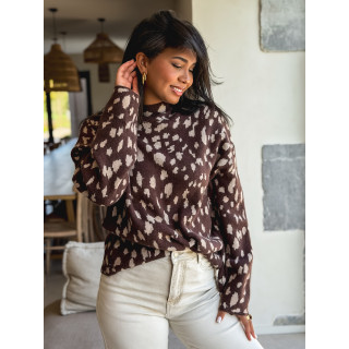 Pull à motifs Tysiana - Chocolat
