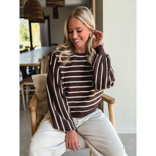 Pull Ligné Gaïane - Chocolat