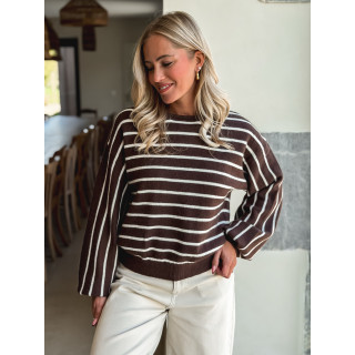 Pull Ligné Gaïane - Chocolat
