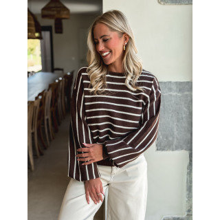 Pull Ligné Gaïane - Chocolat